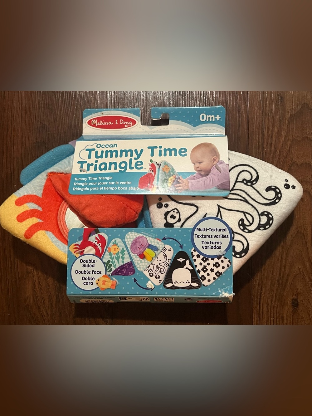 Melissa & Doug Ocean Tummy Time Triangle - Blue, White, Black, Orange, Purple